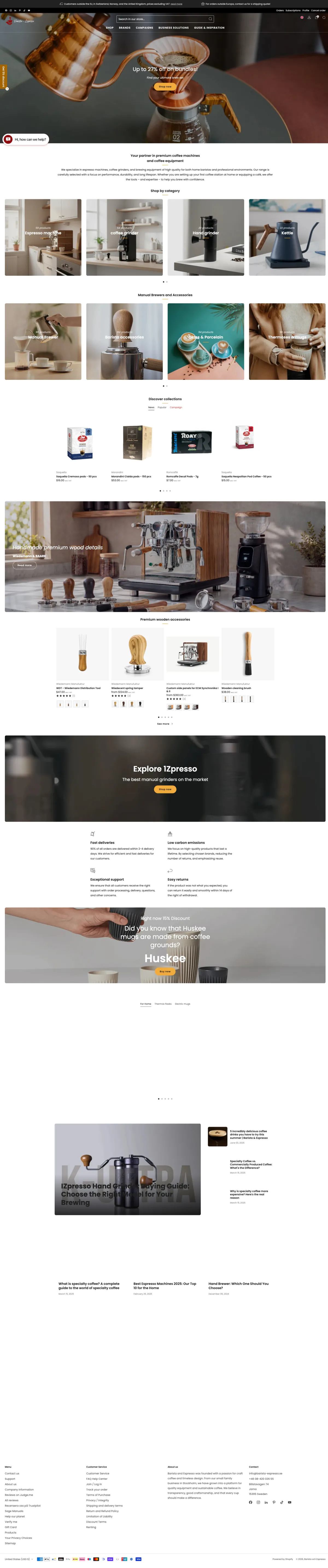 The Barista och Espresso home page