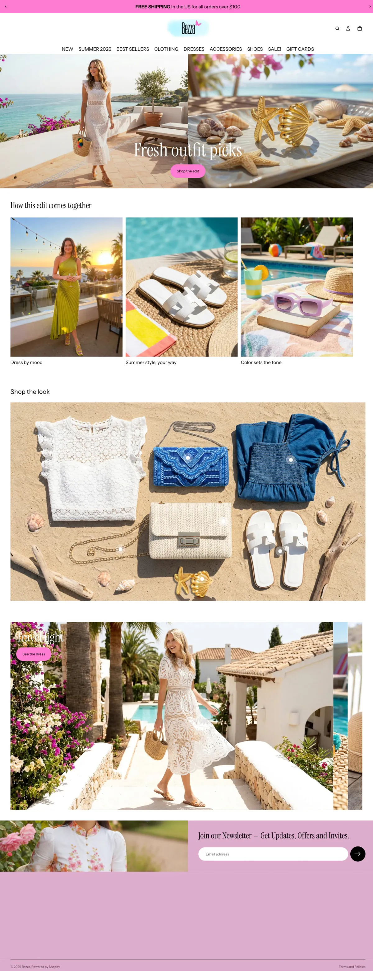 The Bezza home page, designed by ObsessAI